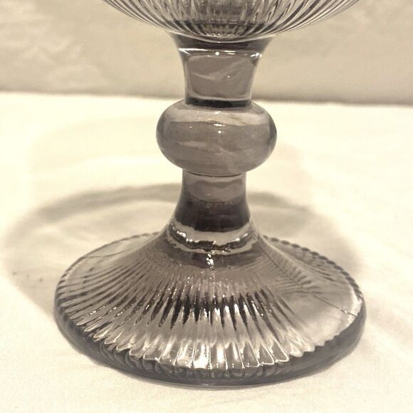 Vintage Light Gray Goblet Water Wine Glass Set Of 4 12 OZ  Excellent Condition - Picture 5 of 7